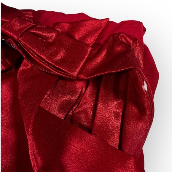 VTG Nadine Cherry Red Gown Dress Juniors Sz 7  Glam Gothic Mermaid Retro Bow - Picture 5 of 10